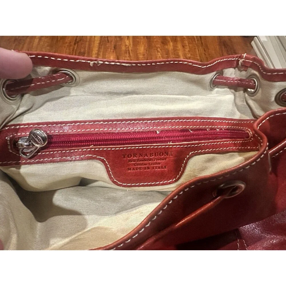 Tornabuoni Made in Italy Designer Red Leather Handbag Bag Backpack EUC